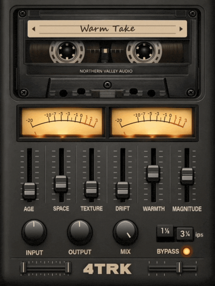 4TRK lo-fi cassette tape saturation plugin animation