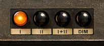 CHR-1 voice mode buttons: I, II, I+II, DIM